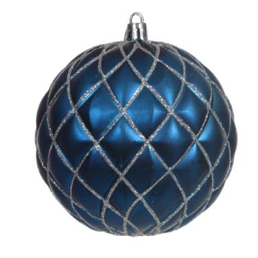 Imagem de Jg 3 bola decorada natalina no pvc na cor azul 10CM