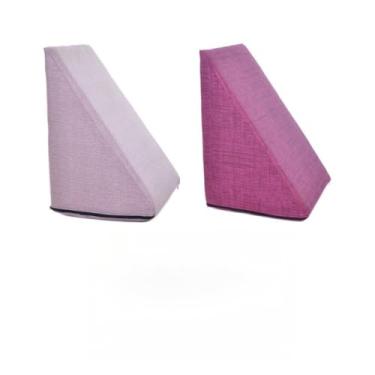 Imagem de Kit 2 Travesseiro Triangular Encosto Espuma Antirefluxo Apoio Costas Anatômico Leitura + Capa Extra(Rosa e Pink)