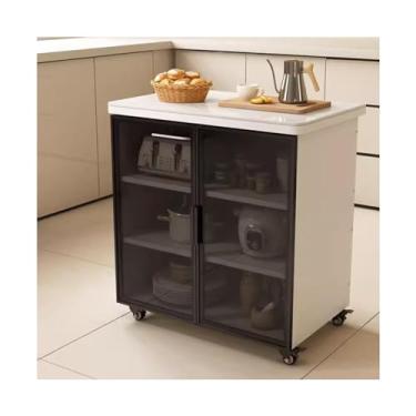Imagem de Carrinho de Armazenamento Armário de armazenamento de cozinha mesa de corte multifuncional mesa de operação rack de armazenamento doméstico armário de ilha móvel Carrinho de Armazenamento