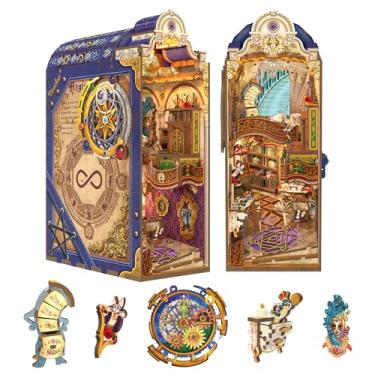 Imagem de Tonecheer DIY Book Nook Kit for Adults, 3D Wooden Puzzle Bookend Miniature House Kit, Booknook Bookshelf Insert Decor with Dust Cover and LED Lights Gifts (Magical Library)