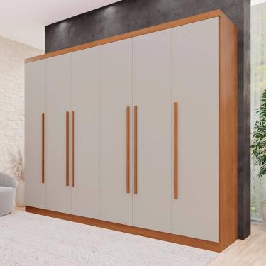 Imagem de Guarda-roupa 6 Portas 6 Gavetas Angra Expresso Móveis Cinamomo/Off White
