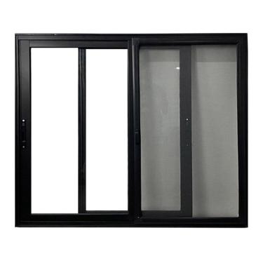 Imagem de Janela Vitro 2 Folhas Móveis com Tela Mosqueteira alumínio 120x150cm Linha 25 Preto
