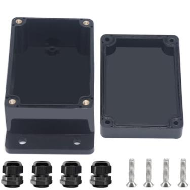 Imagem de Otdorpatio Caixa elétrica preta ABS IP67 caixa de junção à prova d'água externa com orelhas de montagem inclui glândulas de cabo para projeto DIY 3,9 x 2,7 x 2 polegadas (100 x 68 x 50 mm)