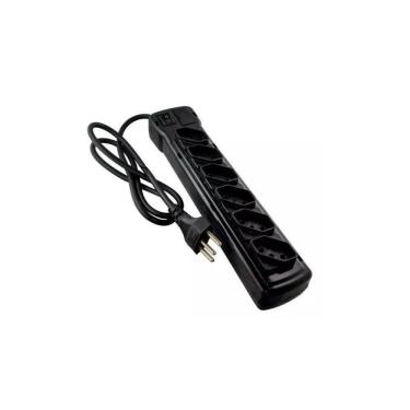 Imagem de Filtro De Linha Plastico Preto - Fiolux 6 Tomadas
