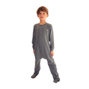 Imagem de Macacão Magnético Mescla, girafa de courinho decorativa no peito - Recém nascido