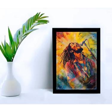 Imagem de Quadro Decorativo Bob Marley Pop Arte Sala Quarto + Vidro A4 - Genéric
