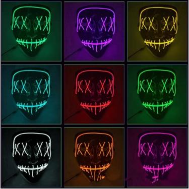 Imagem de JIAOZI Máscara de Halloween, máscara de LED iluminada, máscara assustadora para festivais, cosplay, fantasia de Halloween, baile de máscaras (amarelo)
