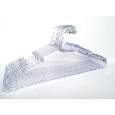 Imagem de Kit com 100 Cabides Adulto Kombate Acrílico Cristal Achatado - MarcheP