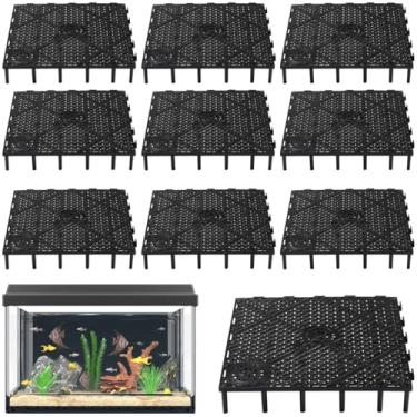 Imagem de POPETPOP Placa de filtro inferior para aquário divisor de placa isolada - bandeja divisória de aquário filtro inferior de ripa de emenda de PVC (preto)