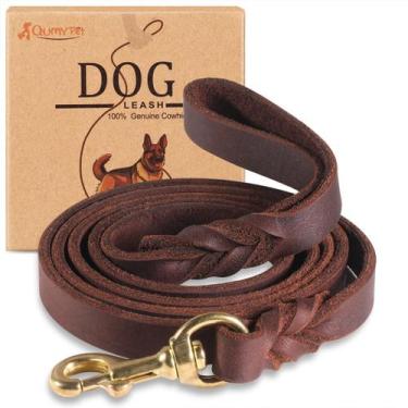 Imagem de Dog Leash QUMY Leather 1,2 m de treinamento pesado para cães