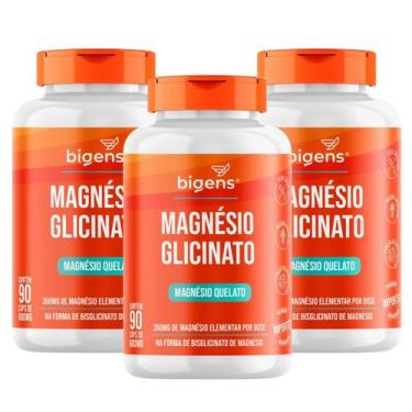 Imagem de 3x Magnésio Quelato Glicinato Bigens 90 Capsulas, Sem Sabor