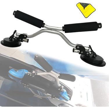 Imagem de Carregador de rolos de caiaque com toalha absorvente, carga de caiaque Assistência com copos de sucção pesados, acessórios de caiaque de alumínio para montagem de canoa de caiaque no teto de