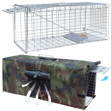 Imagem de Rockever Armadilha Para Animais Vivos Com Tampa, Armadilha Para Gatos De Rua, 32 Polegadas, Armadilha Dobrável Para Gambás, Resistente, Com Porta De Verdade Para Guaxinins, Gambás, Marmotas, Gambás,