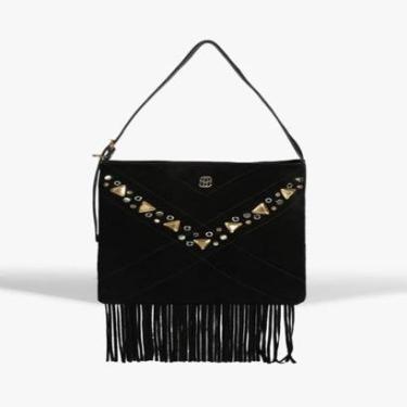 Imagem de Bolsa Schutz Mally Tiracolo Pequena Franjas Preto-Feminino