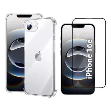 Imagem de Kit Para iPhone 16e - Capinha Silicone TPU + Película 3D de Vidro Prem