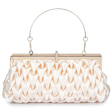 Imagem de Bolsa clutch clássica de cetim ornamentada com diamante formal para festas de formatura de casamento, Dourado