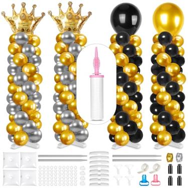 Imagem de Toosci 4 Sets Adjustable Balloon Column Stand and Balloon Pump, 9 Feet Metal Balloon Stands for Floor, Balloon Column kit for Baby Shower Graduation Wedding Birthday Party