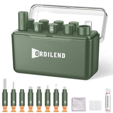 Imagem de Kit de limpeza para iPhone Ordilend Limpeza e reparo de porta de carregamento, cabo Lightning, para celular, iPad, conectores, alto-falante, Airpod, capa de armazenamento, verde-militar