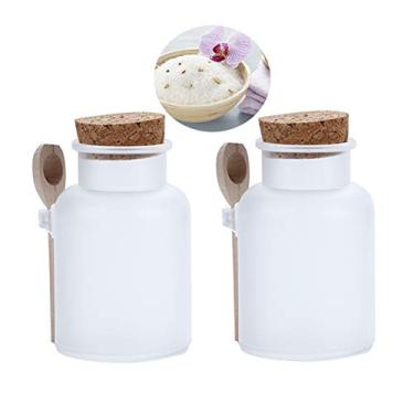 Imagem de (300g300ml) - 2Pcs 300g300ml Frosted ABS Empty Bath Salts Jars with Cork and Spoon Multipurpose Mask Powder Body Butter Storage Canisters Cans Pots Tins Bottles Containers Crocks for Cosmetic Storage