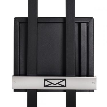 Imagem de Caixa De Correio Grade Vertical Preto Fosco Tarja Inox Top Moderna