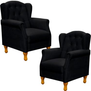 Imagem de Kit 02 Poltronas Para Sala De Estar Yara P02 Corino Preto