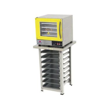 Imagem de Kit - Forno Turbo Prp-004 Plus Digital 127v Amarelo + Bancada Mes-004 + 8 Assadeiras - Progás 127v