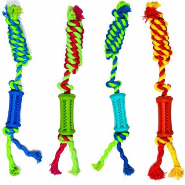 Imagem de Brinquedo Pet Dental Play Para Morder Osso Com Corda 9X10X40Cm