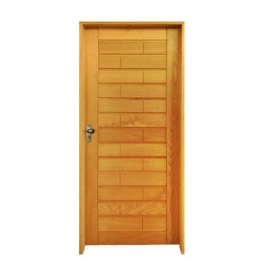 Imagem de Kit Porta De Madeira 210X72Cm Batente 14Cm Fechadura Taco De Golf Externa Roma Tauari