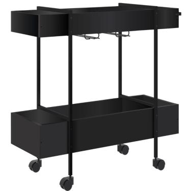 Imagem de Carrinho Bar Rodízio Artesano 93,5 Cm (largura) Em Mdp Preto Estrutura Metálica Em Aço Preto