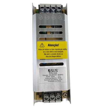 Imagem de Fonte Chaveada Driver Slim 12v 5a Perfil Fita De Led Camera Cftv Lustre Iluminaçao Luminaria Potente