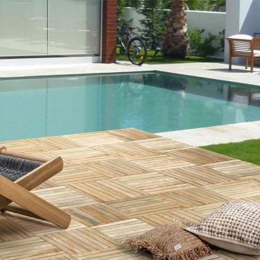 Imagem de Kit 10 Unidades Decks De Madeira Modular 30x30cm Sacada E Varanda Eucalipto