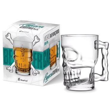 Imagem de Caneca De Vidro Caveira 380ml- Brasfoot