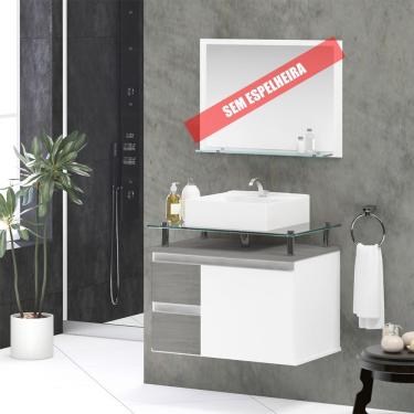 Imagem de Gabinete Banheiro 2 Gavetas 1 Porta Diamante 60cm - Cinza Rovere - Cinza