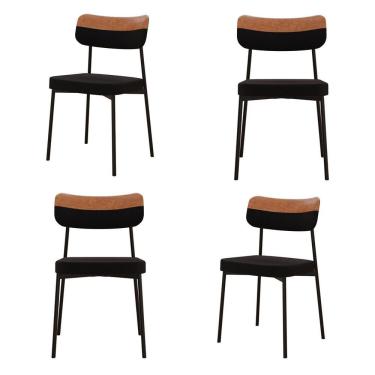 Imagem de Kit Com 4 Cadeiras Para Sala De Jantar Mona Yescasa Preto-caramelo