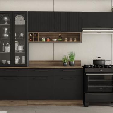 Imagem de Cozinha Modulada Em Aço 5 Peças Com Rodapé Em Pvc Grafite-preto