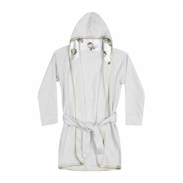 Imagem de Roupão Infantil Tecebem Com Capuz Malha Lili Plush Atoalhado Branco