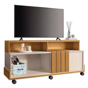 Imagem de Rack Bancada Graci 1.3 Cinamomo-off White Para Tv Até 50? - Hb Móveis Cinamomo-off White