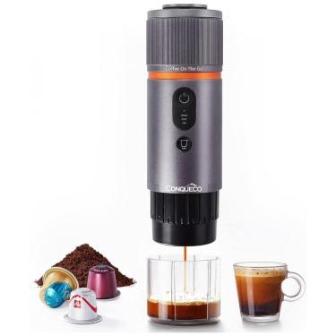 Imagem de Máquina de Café Portátil USB para Carro com Bateria para Acampamento, 12V, CONQUECO, Prata
