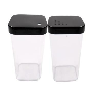 Imagem de Kit Saleiro e Paliteiro Preto 8 cm 90ml Pratico Resistente - Micromax