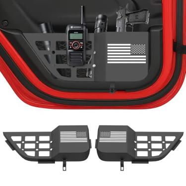 Imagem de PICURA Caixa De Armazenamento Bolso Porta Traseira Metal Para Jeep Wrangler Jl Jlu 4Xe 2018-2024 E Gladiator Jt 2020 2021 2022 2023 2024, Organizador Acessórios, Painéis Molle, Bandeira