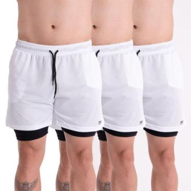Imagem de KIT3 Shorts 2em1 Treino Bermuda MASCULINO Academia Corrida Com Bolsos 