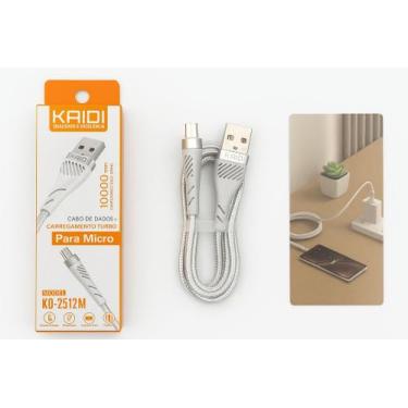 Imagem de Cabo Turbo Kaidi KD-2512M Micro USB 2.4A 1m Branco, Branco, 5V