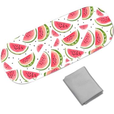 Imagem de CREATCABIN Estojo de couro para óculos de sol, capa rígida, suporte para óculos de sol, bolsa de armazenamento portátil de viagem, capa protetora de concha pano de limpeza para mulheres e homens