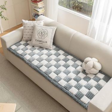 Imagem de HOMEREFROM Capa de sofá para cães, lavável, felpuda, para sofá, capa para 3 almofadas, compatível com animais de estimação, tapete antiderrapante para cães (azul, 70 x 180 cm)