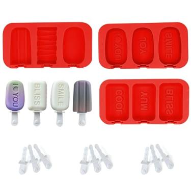 Imagem de Midnadiy 3 moldes de silicone para picolé de gelo, 9 formas de bolo de cavidade, moldes de silicone sem BPA, moldes de sorvete reutilizáveis para crianças, adultos (vermelho)