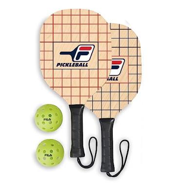 Imagem de FILA Accessories Conjunto para iniciantes Pickleball – Pacote com 2 raquetes de madeira – Inclui 2 bolas e bolsa de transporte – Dink