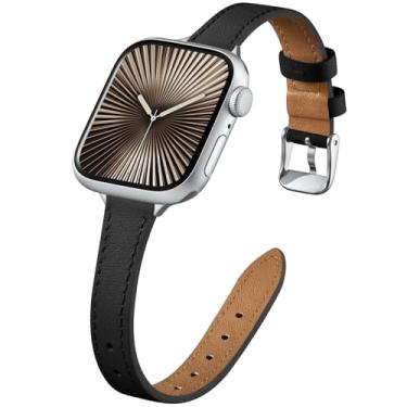 Imagem de DGege Pulseira fina de couro compatível com Apple Watch Ultra SE séries 10/9/8/7/6/5/4/3/2/1 de 38 mm, 40 mm, 41 mm, 42 mm, 45 mm, 46 mm e 49 mm, 49 mm, 40 mm, 40 mm, 41 mm, 41 mm, 40 mm, 41 mm, 40
