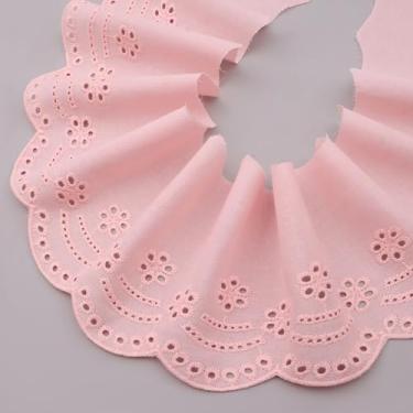 Imagem de ZNZAKKA Acabamento em renda com ilhós, acabamento em renda de algodão bordado rosa para roupas, acessórios, artesanato, decoração de casa