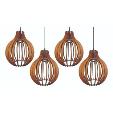 Imagem de Kit com 4 Pendentes Coquinho Reforçado Sala Cozinha Abajur de Teto Lustre Moderno