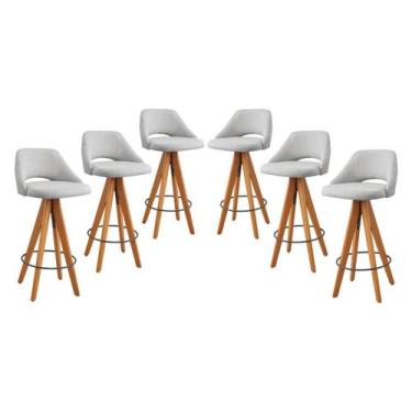 Imagem de Kit 6 Banquetas Giratórias Estofadas com Encosto Nicole - Zurc Decor